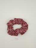 S1070 - Dark Pink with Multicoloured Cross Pattern Print Handmade Fabric Hair Scrunchies