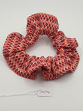 S1074 - Dark Pink & Salmon Pink Harlequin Print Handmade Fabric Hair Scrunchies