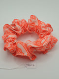 S1076 - Pale Grey with Fluorescent Orange Print Handmade Fabric Hair Scrunchies