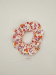 S1083 - White with Pink, Purple & Orange Funny Mushroom Print Handmade Fabric Hair Scrunchies