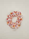 S1083 - White with Pink, Purple & Orange Funny Mushroom Print Handmade Fabric Hair Scrunchies