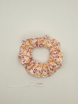 S1084 - White with Multicoloured Music Note Print Handmade Fabric Hair Scrunchies