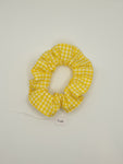 S1086 - Bright Yellow Gingham Check Print Handmade Fabric Hair Scrunchies