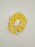 S1086 - Bright Yellow Gingham Check Print Handmade Fabric Hair Scrunchies