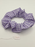 S1087 - Purple Gingham Check Print Handmade Fabric Hair Scrunchies