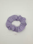 S1087 - Purple Gingham Check Print Handmade Fabric Hair Scrunchies