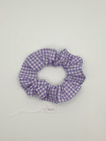 S1087 - Purple Gingham Check Print Handmade Fabric Hair Scrunchies