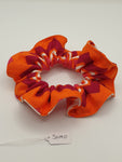 S1090 - Bright Orange, Pink & White Zig Zag Print Handmade Fabric Hair Scrunchies