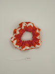 S1090 - Bright Orange, Pink & White Zig Zag Print Handmade Fabric Hair Scrunchies