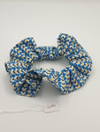 S1091 - Blue & Yellow Tiny Flower Print Handmade Fabric Hair Scrunchies