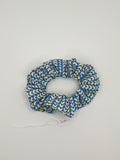 S1091 - Blue & Yellow Tiny Flower Print Handmade Fabric Hair Scrunchies