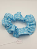 S1096 - Light Blue with White Loving Sentiments Print Handmade Fabric Hair Scrunchies