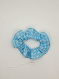 S1096 - Light Blue with White Loving Sentiments Print Handmade Fabric Hair Scrunchies