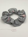 S1097 - Grey with Animated Zebra Print Handmade Fabric Hair Scrunchies