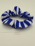 S1100 - Blue & White Stripe Print Handmade Fabric Hair Scrunchies