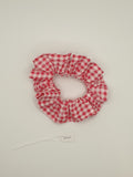 S1101 - Bright Pink & White Gingham / Check Print Handmade Fabric Hair Scrunchies