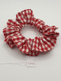 S1102 - Red & White Gingham / Check Print Handmade Fabric Hair Scrunchies