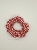 S1102 - Red & White Gingham / Check Print Handmade Fabric Hair Scrunchies