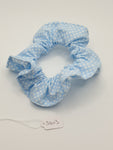 S1103 - Pale Blue with White Polka Dot Print Handmade Fabric Hair Scrunchies