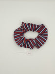 S1104 - Navy Blue, Red & White Stripe Print Handmade Fabric Hair Scrunchies