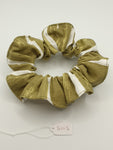 S1113 - Khaki Green Brushtroke Block Stripe Print Handmade Fabric Hair Scrunchies