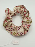 S1116 - Beige with Multicoloured Stripe Pattern Print Handmade Fabric Hair Scrunchies