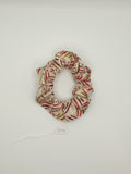 S1116 - Beige with Multicoloured Stripe Pattern Print Handmade Fabric Hair Scrunchies