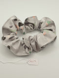 S1117 - Pale Grey with Pastel Colour Splodge Print Handmade Fabric Hair Scrunchies