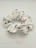 S1118 - White with Pastel Colour Splodge Print Handmade Fabric Hair Scrunchies