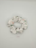 S1118 - White with Pastel Colour Splodge Print Handmade Fabric Hair Scrunchies