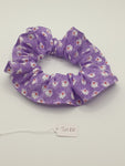 S1120 - Purple with Lilac Abstract Flower Print Handmade Fabric Hair Scrunchies