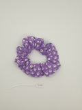 S1120 - Purple with Lilac Abstract Flower Print Handmade Fabric Hair Scrunchies