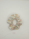 S1121 - Cream with Multicoloured Star Shape Outline Print Handmade Fabric Hair Scrunchies