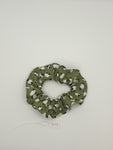 S1123 - Sage Green with Sheep Print Handmade Fabric Hair Scrunchies