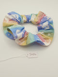 S1124 - Pastel Rainbow Colours with Unicorn Print Handmade Fabric Hair Scrunchies
