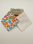 Set of 6 White with Multicoloured Flip Flop Print Handmade Reusable Make Up Remover Pads