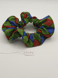 S1173 - Green, Blue & Red Argyle Print Handmade Fabric Hair Scrunchies