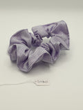 S1180 - Lilac with Purple Square Grid Print Handmade Fabric Hair Scrunchies