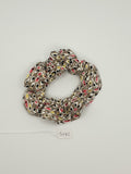 S1182 - Taupe with Multicoloured Oval / Eye Print Handmade Fabric Hair Scrunchies