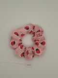 S1183 - Light Pink with Pink Ladybird Print Handmade Fabric Hair Scrunchies
