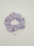 S1186 - Lilac & White Gingham / Check Print Handmade Fabric Hair Scrunchies