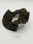 S1197 - Dark Khaki Green Mottled Print Handmade Fabric Hair Scrunchies