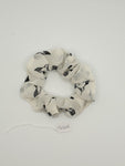 S1202 - Off White with Bird Print Handmade Fabric Hair Scrunchies