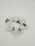 S1203 - White with Heart Print Handmade Fabric Hair Scrunchies