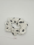 S1204 - White with Feather Print Handmade Fabric Hair Scrunchies