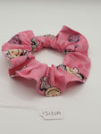 S1209 - Pink with Fun Zebra Print Handmade Fabric Hair Scrunchies
