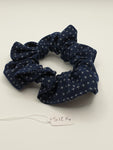 S1214 - Navy Blue with Divide Symbol Print Handmade Fabric Hair Scrunchies