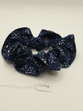 S1216 - Navy Blue & White Geometric Print Handmade Fabric Hair Scrunchies