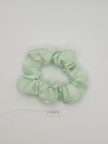 S1227 - Pale Mint Green with White Rectangle Print Handmade Fabric Hair Scrunchies