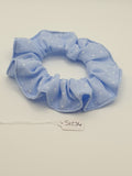 S1234 - Pale Cornflower Blue with White Polka Dot Print Handmade Fabric Hair Scrunchies